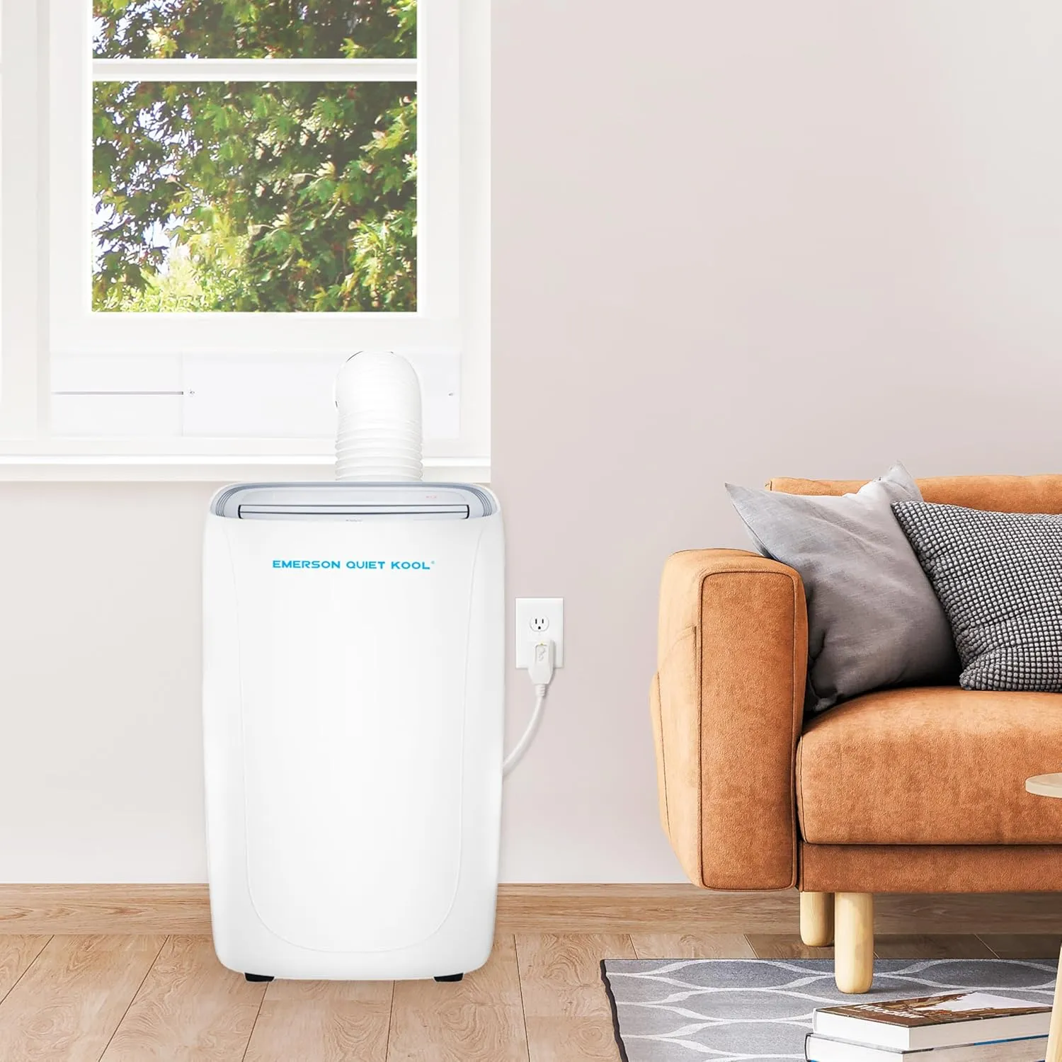 Emerson Quiet Kool 14,000 BTU Portable Air Conditioner with Dehumidifier for Living Rooms, 115V, Quiet Portable AC for Rooms up to 550 Sq. Ft. with 3 Speeds, Remote Control, and 24-Hour Timer, White