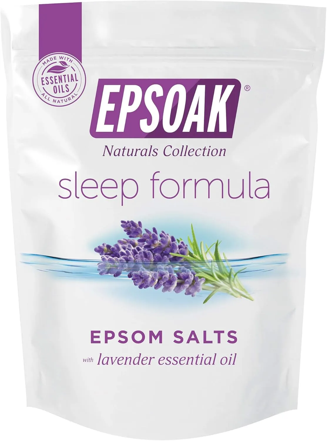 Epsoak Epsom Salt 6 lb. Magnesium Sulfate USP. (Qty. 3 x 2lb. Bag), Lavender Sleep Formula, Resealable Epsom Salt Bag, Made in The USA, Cruelty-Free Certified