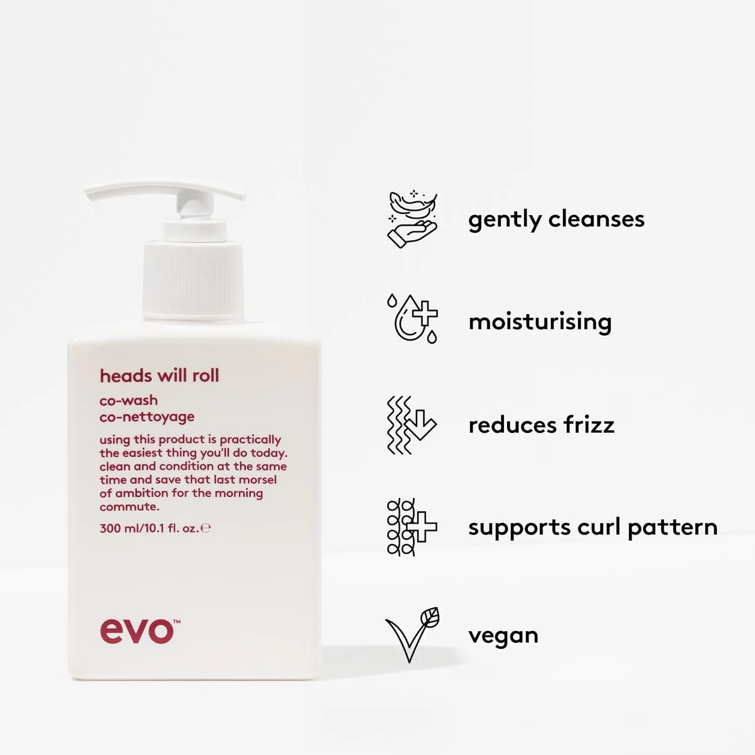 evo Heads Will Roll Cleansing Conditioner for Curly Hair - Moisturizing Curl Defining & Frizz Eliminating