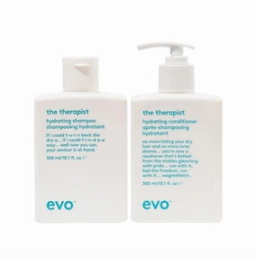 EVO The Therapist Hydrating Shampoo & Conditioner - Hydrates, Strengthen and Softens Whilst Improving Shine - Protects Colour Treated Dry Hair, Helps to Detangle - 300ml / 10.1fl.oz