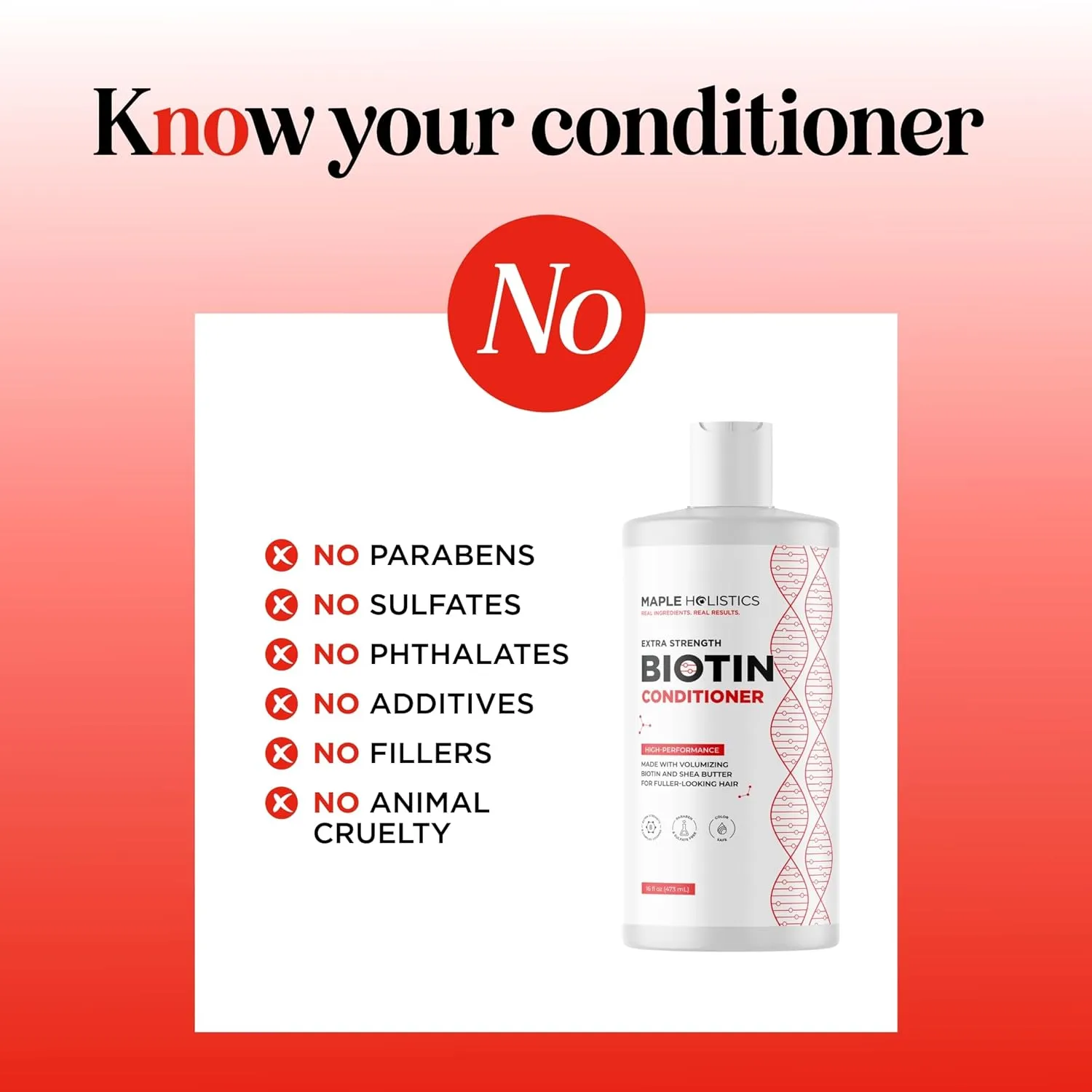 Extra Strength Biotin Conditioner for Hair Growth - Sulfate Free Conditioner with Moisturizing and Nourishing Shea Butter Jojoba Oil and Plant Proteins for Dry Damaged Fine Weak & Dull Hair (16 Fl Oz)