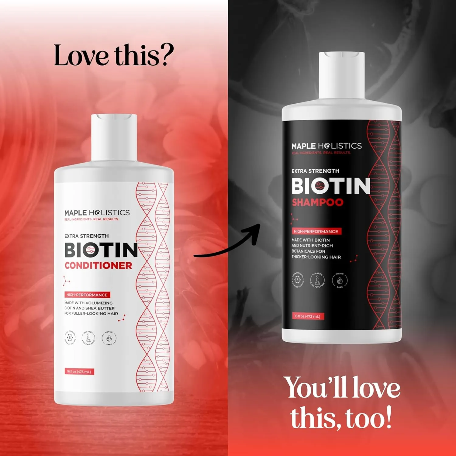 Extra Strength Biotin Conditioner for Hair Growth - Sulfate Free Conditioner with Moisturizing and Nourishing Shea Butter Jojoba Oil and Plant Proteins for Dry Damaged Fine Weak & Dull Hair (16 Fl Oz)