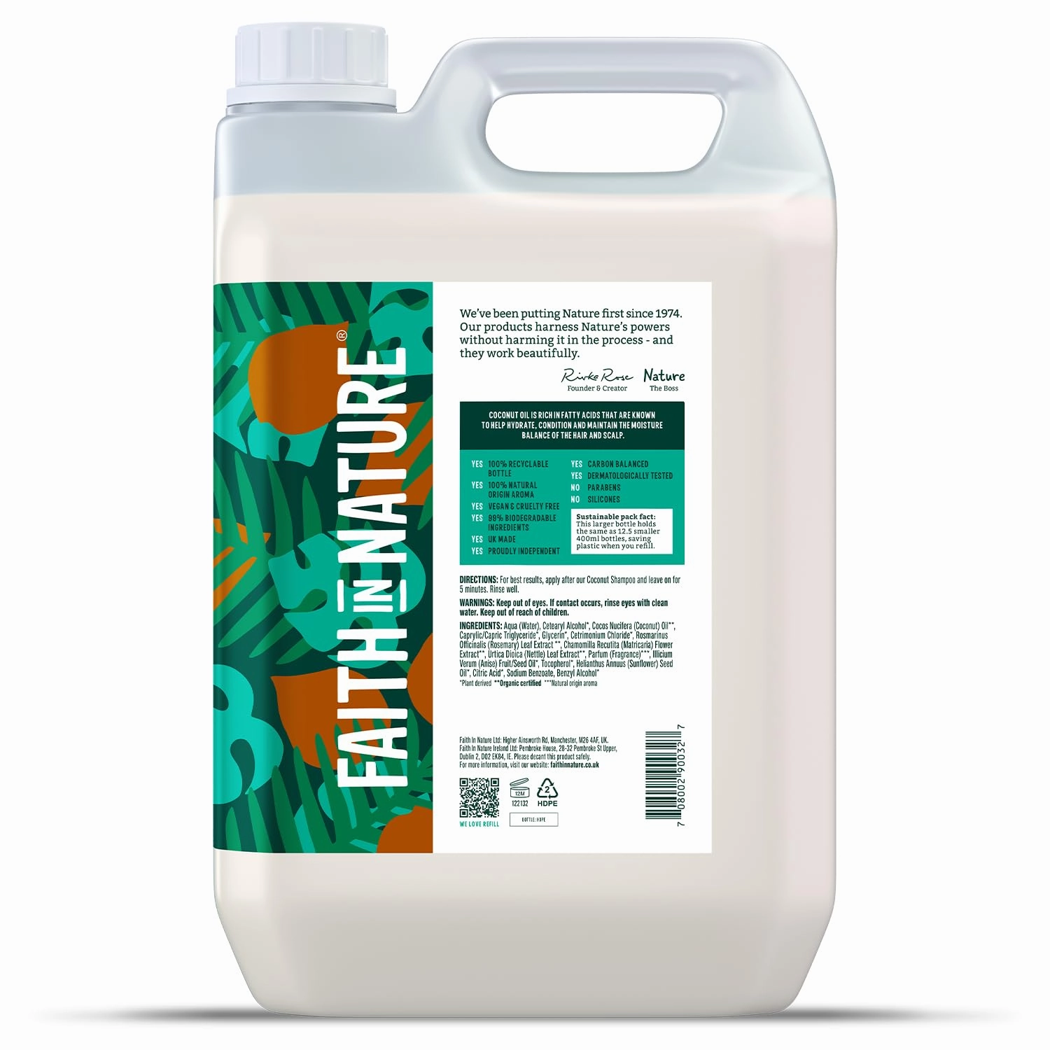 FAITH IN NATURE Natural Conditioner - Vegan & Cruelty Free, No SLS or Parabens - 169 fl oz Refill Pack, Coconut