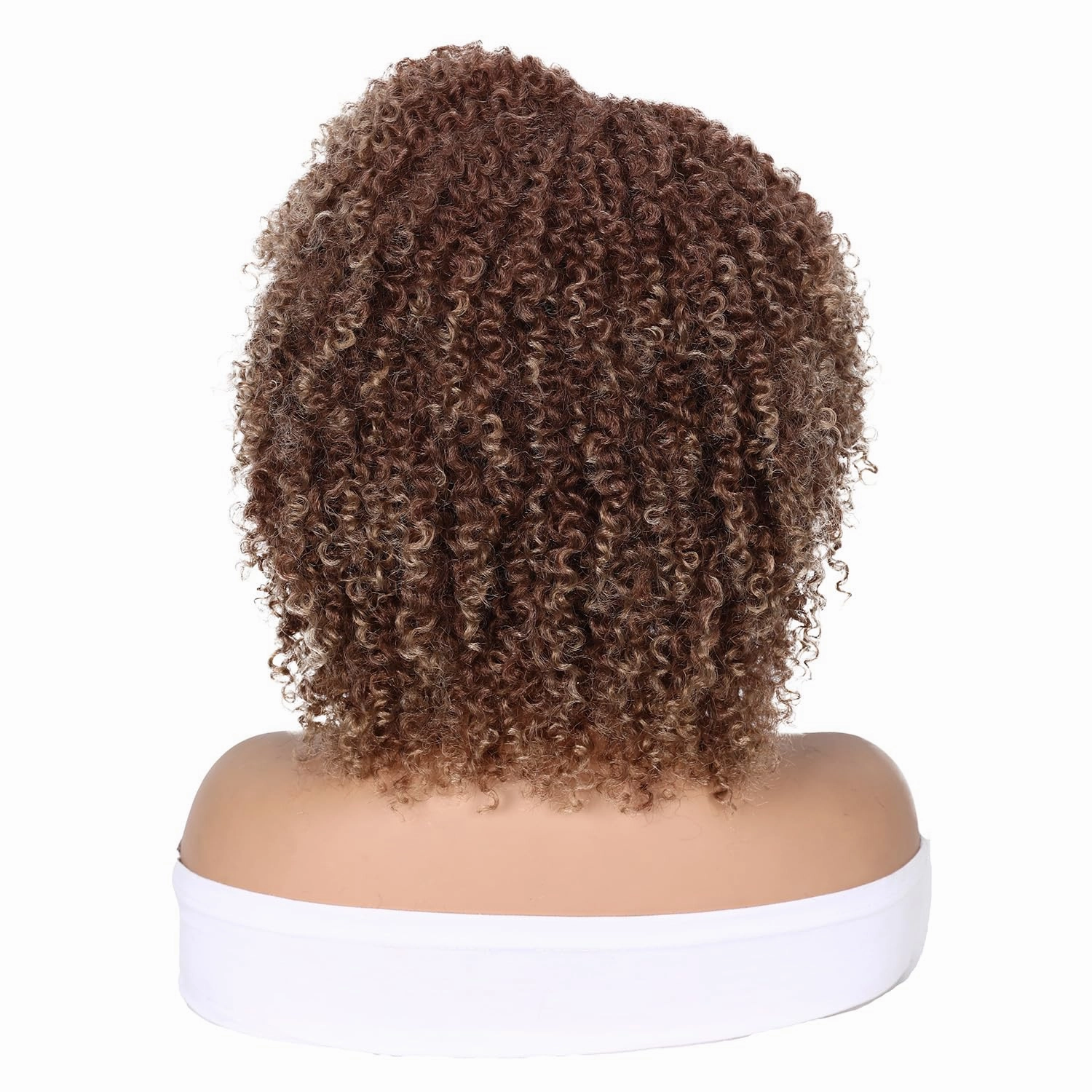 Fancy Hair Short Kinky Curly Wigs Brown Side Part Afro Wigs for Black Women Synthetic Yanky Twist Out Wig Natural Hairstyle for Daily Use (T30/27#)