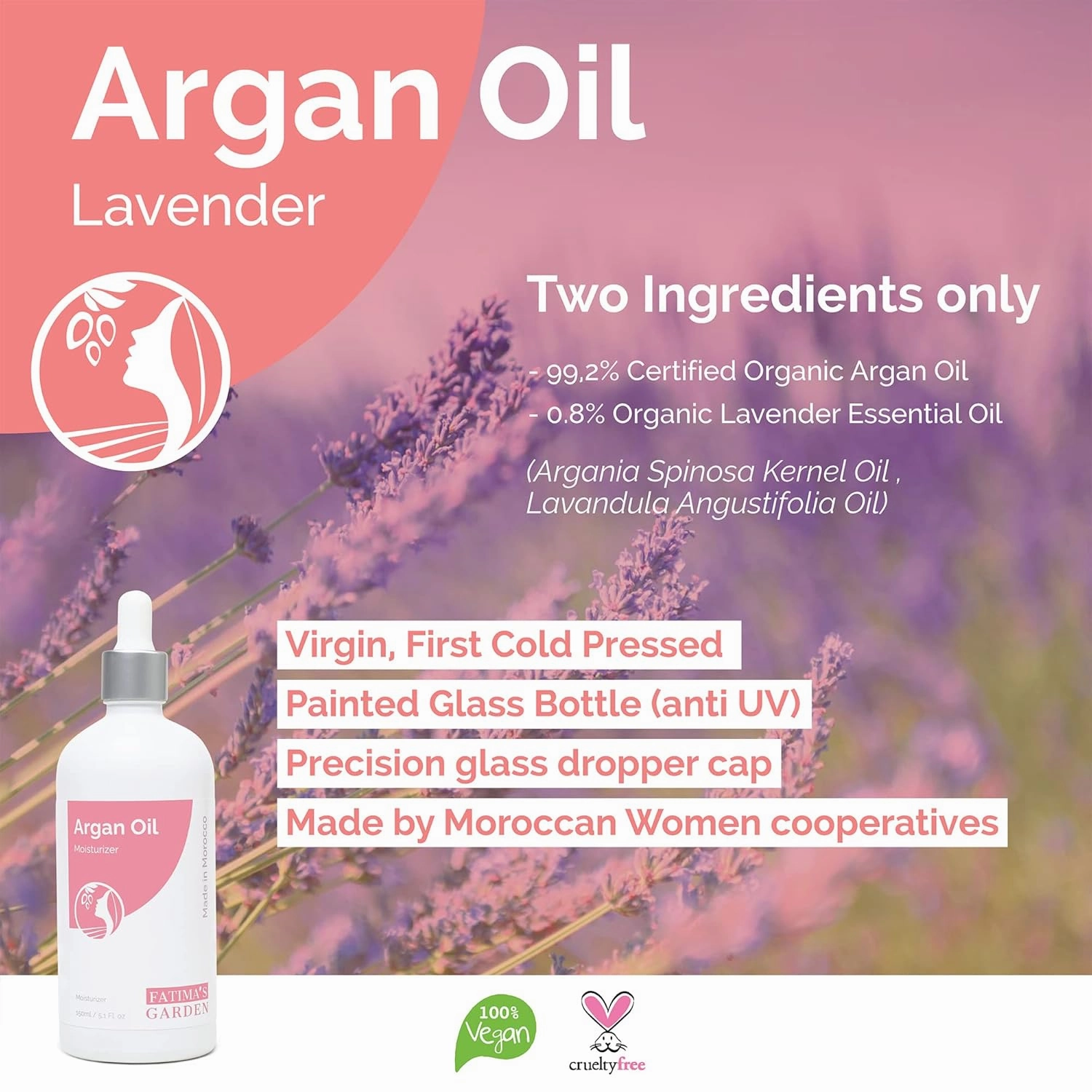 Fatima's Garden Argan & Lavender Oil - Soothing Moisturizer, 100ml