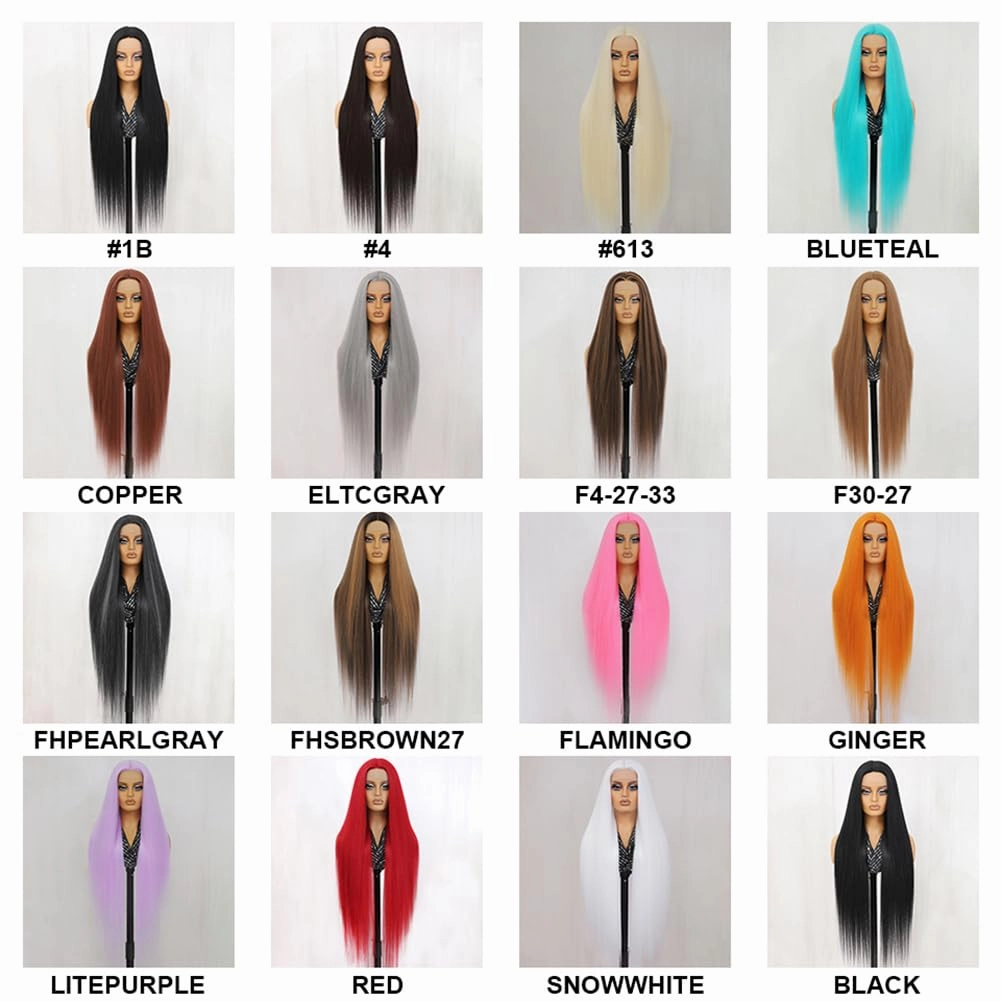 Felek Super Long Straight T Part Lace Wigs 40 Inch Long Hair 13x4x1 T Lace Front Wigs Heat Resistant Fiber Glueless Pre-Plucked Natural Hairline Lace Wig For Fashion Women/Girls(#1B