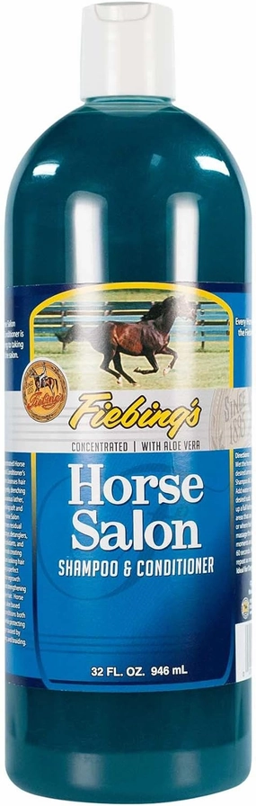 Fiebing's Horse Salon (32 oz) - Horse Shampoo & Conditioner - Concentrated Formula Contains 2 Moisturizing Conditioners & Aloe Vera for Itchy Skin Relief - Clean, Soft Coats for Horses, Dogs, Pets