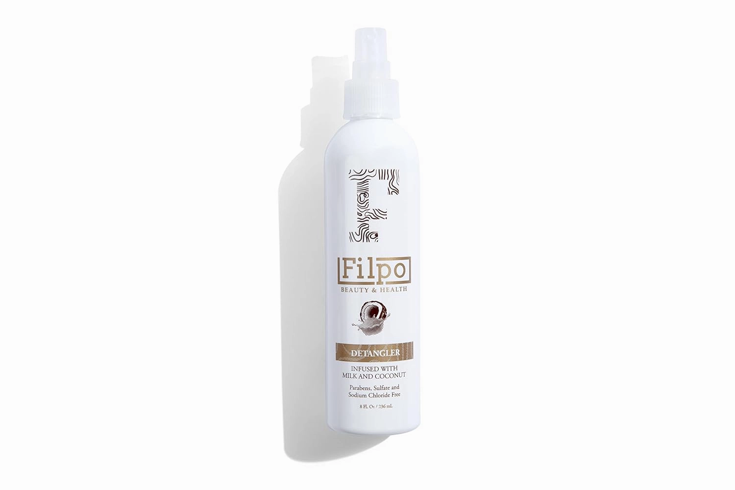 FILPO Beauty Hair Detangler Spray - 6 in 1 Coconut Milk and Argan Oil Infused Hydrating Anti-Frizz Leave-in Conditioner for Curly Hair