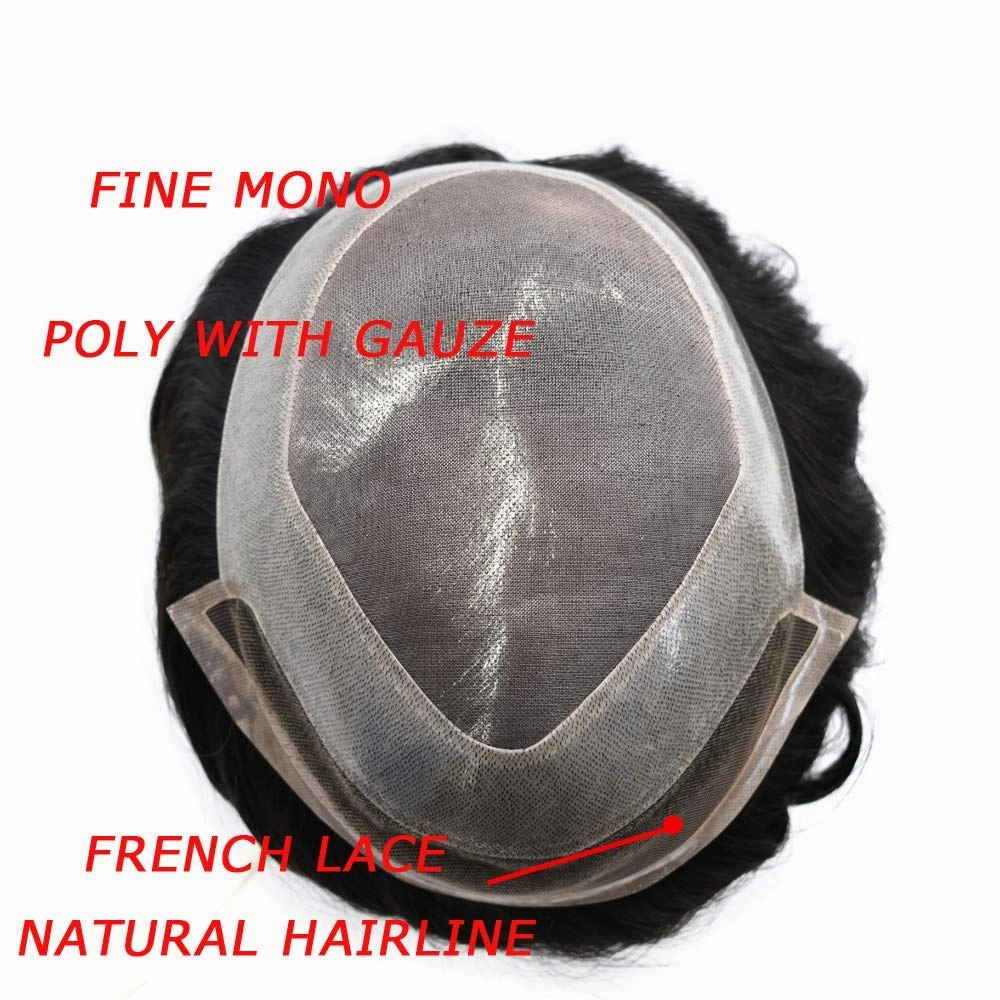 Fine Mono Toupee For Men Real Human Hair Replacement System For Men Swiss Lace Front Mens Toupee Hair Pieces For Mens Hair System Bleached Knot 6X8-120% density#22R Light Blonde