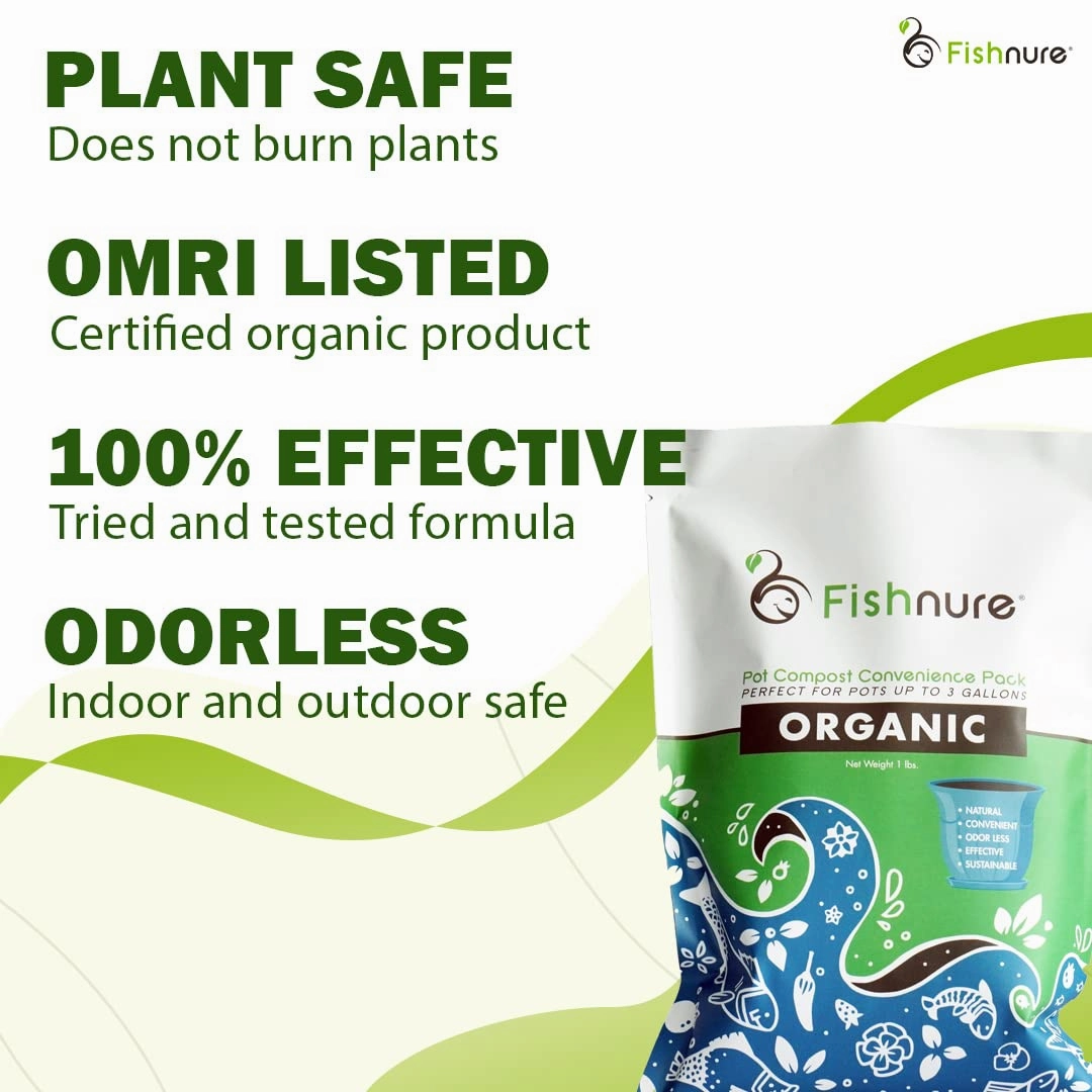 Fishnure - Humus Fish Compost Fertilizer for Indoor Plants, Outdoor Houseplant Fertilizer, Plant Food for Houseplants, Gardener Gifts, 1 lb Convenience Pack for 3-Gallon Pot