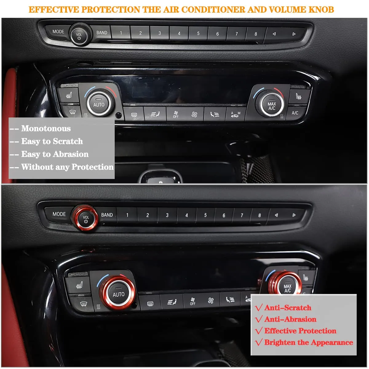 Fit for Toyota Supra GR A90 A91 MK5 2019-2024 Air Conditioner and Volume Knob Cover, Aluminum Alloy Air Conditioner Volume Tune Button Cover Trim, 3PCS (Red)