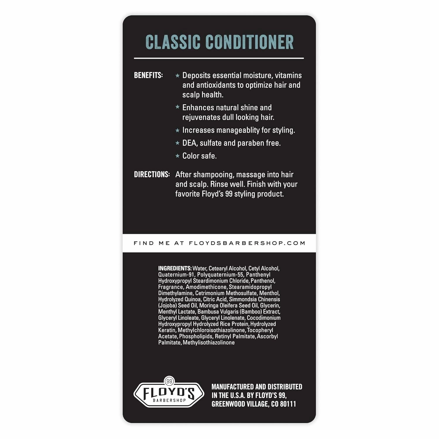Floyd's 99 Classic Conditioner - Moisturizing - Soothing - Cooling - 33 oz.