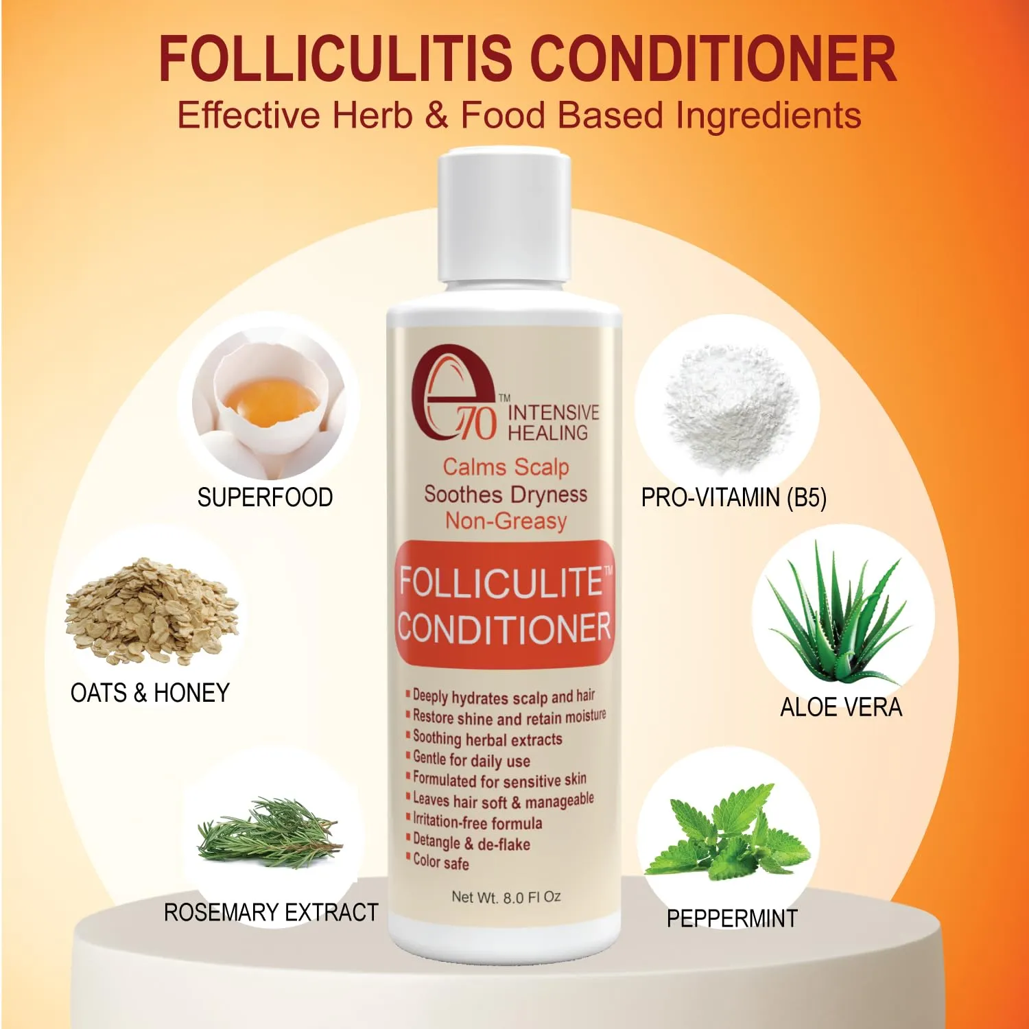 Folliculitis Treatment Hair Conditioner | Moisturize Sensitive Skin, Itchy, Dry Scalp & Damaged Hair Repair | Herbal Extracts for Soft, Shiny Hair | Gentle Color-Safe Detangling Solution