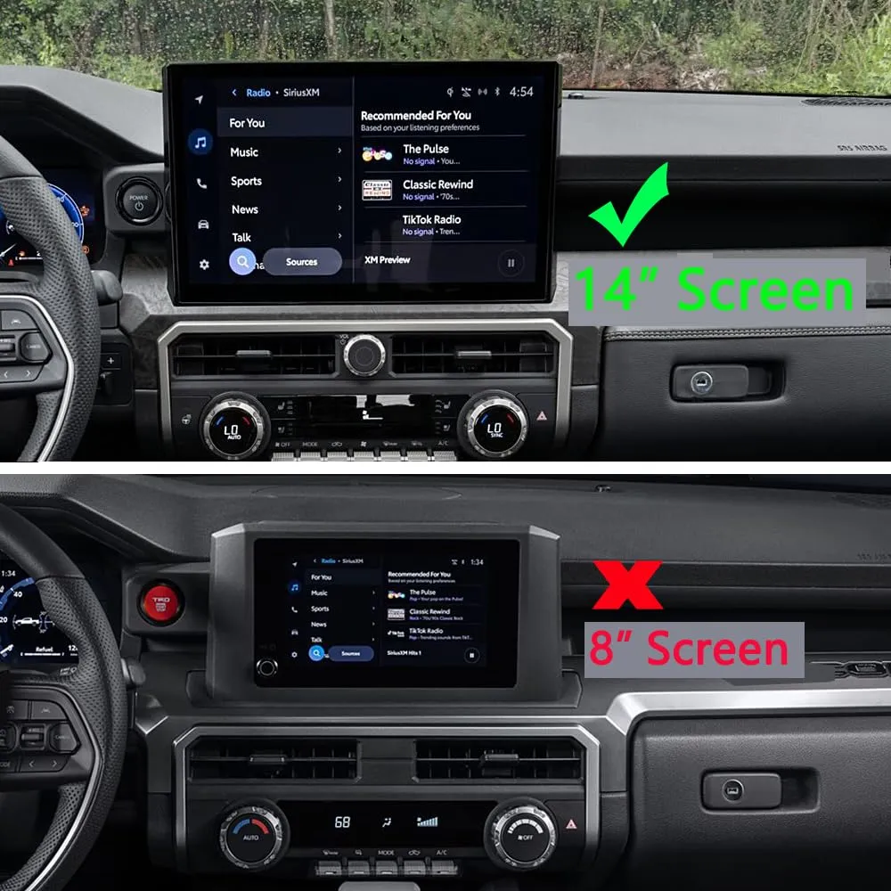 for Toyota Tacoma 2024 2025 w/14 Display 4Runner 2025 Interior Accessories AC Center Consoles Control Audio Switch Drive Volume Knob Cover Air Conditioner Aluminum Alloy (Red, 14“ Screen)