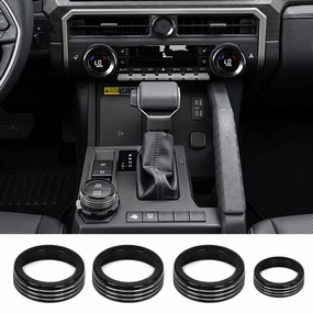 for Toyota Tacoma 2024 2025 w/14 Display 4Runner 2025 Interior Accessories AC Center Consoles Control Audio Switch Drive Volume Knob Cover Air Conditioner Aluminum Alloy (Black, 14“ Screen)
