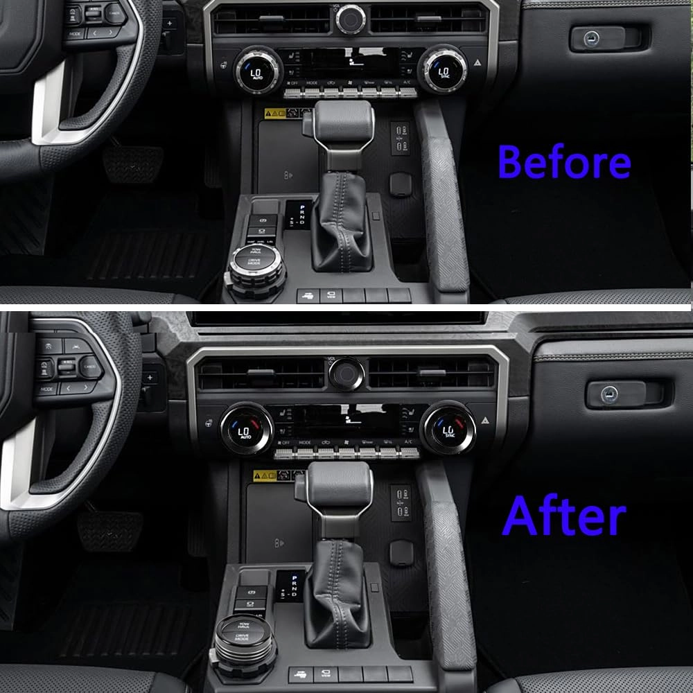 for Toyota Tacoma 2024 2025 w/14 Display 4Runner 2025 Interior Accessories AC Center Consoles Control Audio Switch Drive Volume Knob Cover Air Conditioner Aluminum Alloy (Black, 14“ Screen)