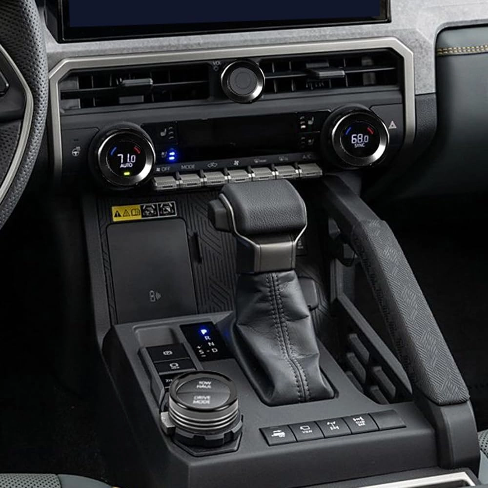 for Toyota Tacoma 2024 2025 w/14 Display 4Runner 2025 Interior Accessories AC Center Consoles Control Audio Switch Drive Volume Knob Cover Air Conditioner Aluminum Alloy (Black, 14“ Screen)