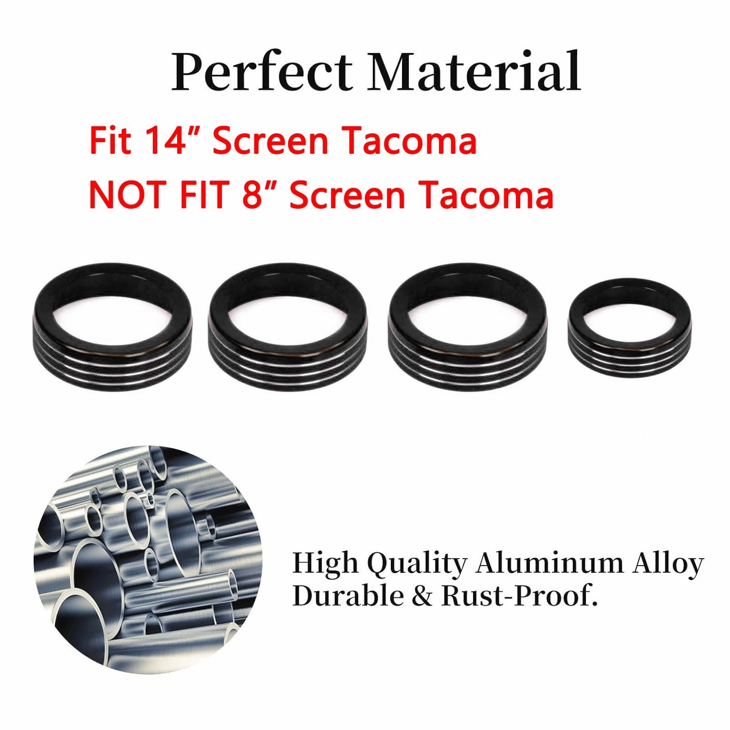 for Toyota Tacoma 2024 2025 w/14 Display 4Runner 2025 Interior Accessories AC Center Consoles Control Audio Switch Drive Volume Knob Cover Air Conditioner Aluminum Alloy (Black, 14“ Screen)