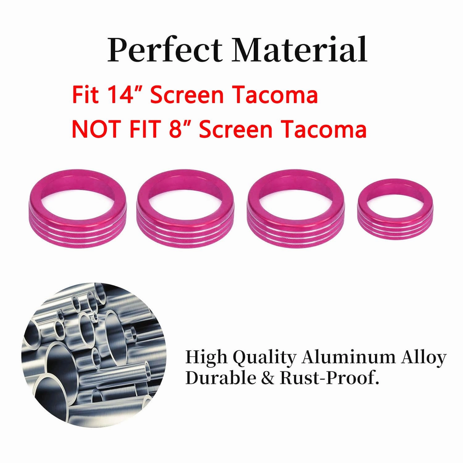 for Toyota Tacoma 2024 2025 w/14 Display 4Runner 2025 Interior Accessories AC Center Consoles Control Audio Switch Drive Volume Knob Cover Air Conditioner Aluminum Alloy (Pink, 14“ Screen)
