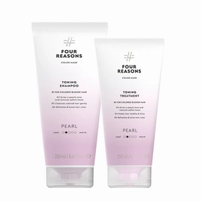 FOUR REASONS Color Mask Pearl Blonde Toning Shampoo 8.5 fl oz & Toning Treatment 6.8 fl oz – Bundle - VEGAN, Cruelty-Free