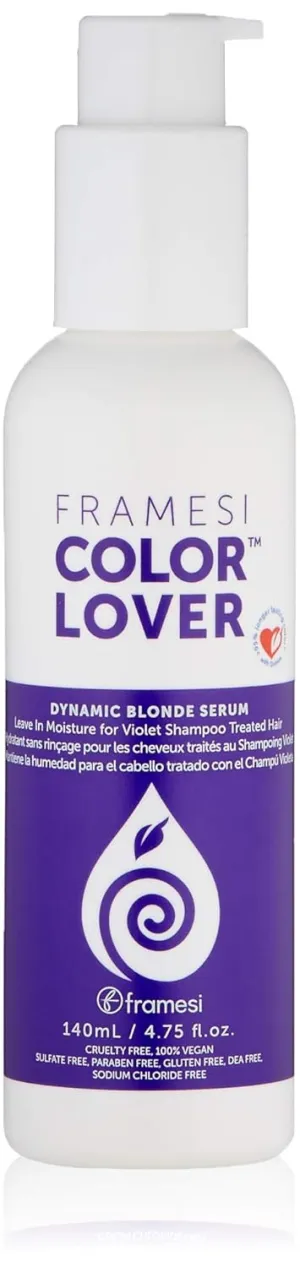 Framesi Color Lover Dynamic Blonde Serum, 4.75 fl oz, Sulfate Free Daily Leave In Conditioner, Color Treated Hair