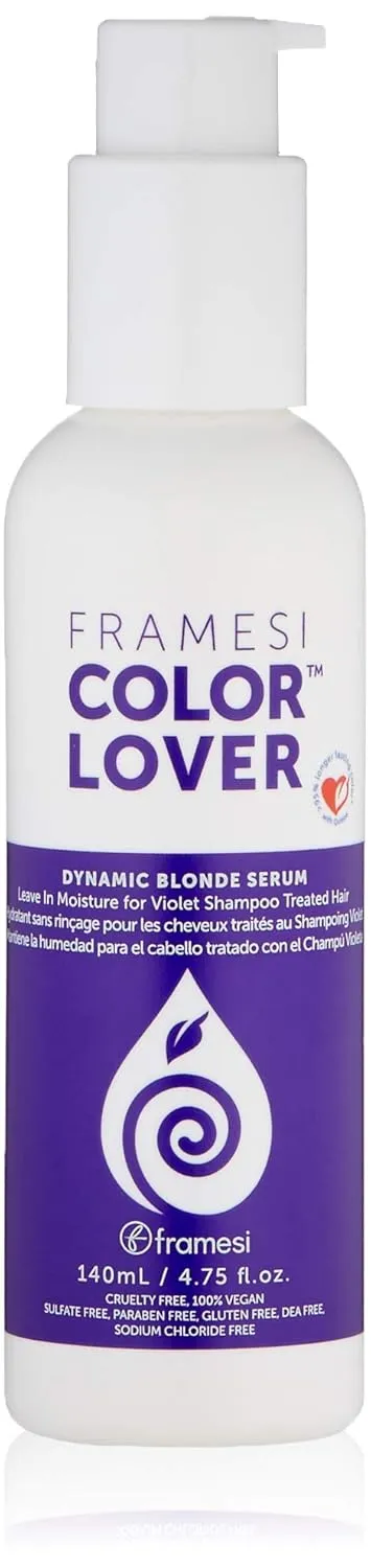 Framesi Color Lover Dynamic Blonde Serum, 4.75 fl oz, Sulfate Free Daily Leave In Conditioner, Color Treated Hair