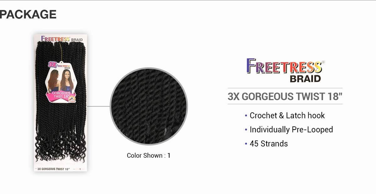 FreeTress Crochet Braids 3X Gorgeous Twist 18" (5-pack, 613)
