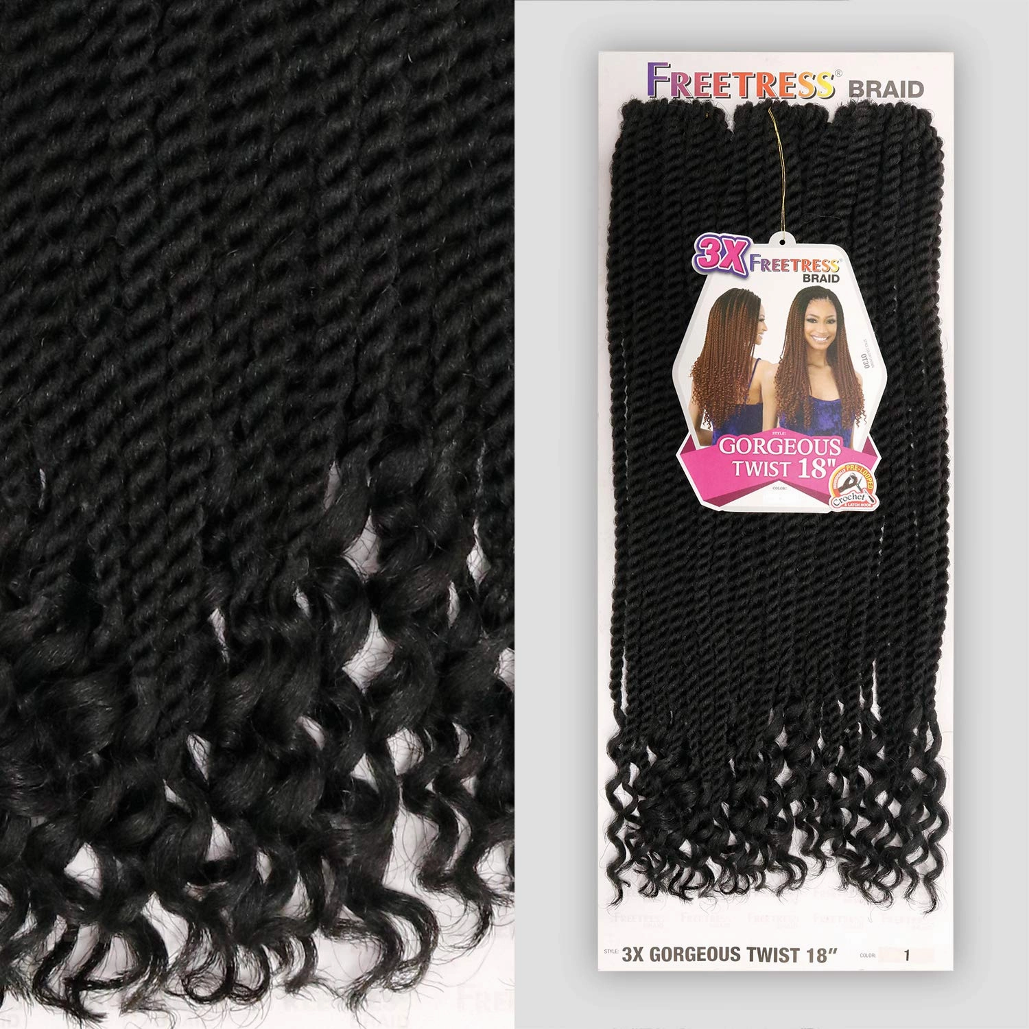 FreeTress Crochet Braids 3X Gorgeous Twist 18" (5-pack, 613)