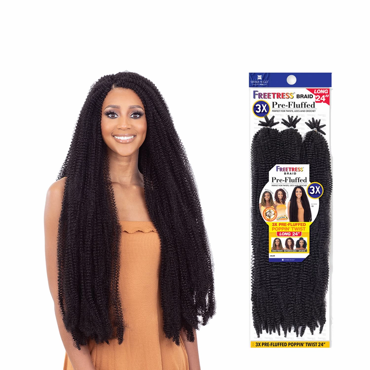 FreeTress Crochet Braids 3X Pre-Fluffed Poppin Twist 24" (1-pack, 1)