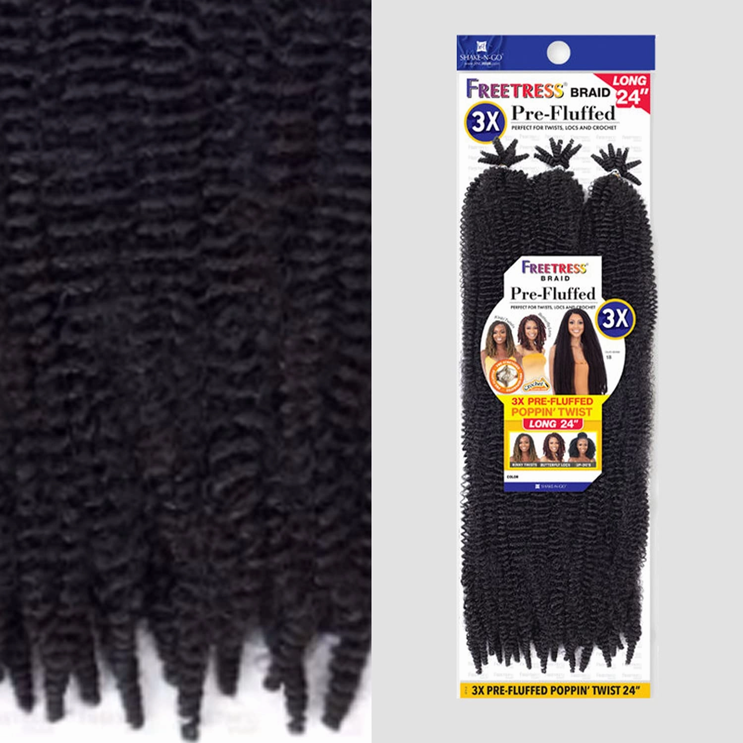 FreeTress Crochet Braids 3X Pre-Fluffed Poppin Twist 24" (1-pack, 1)
