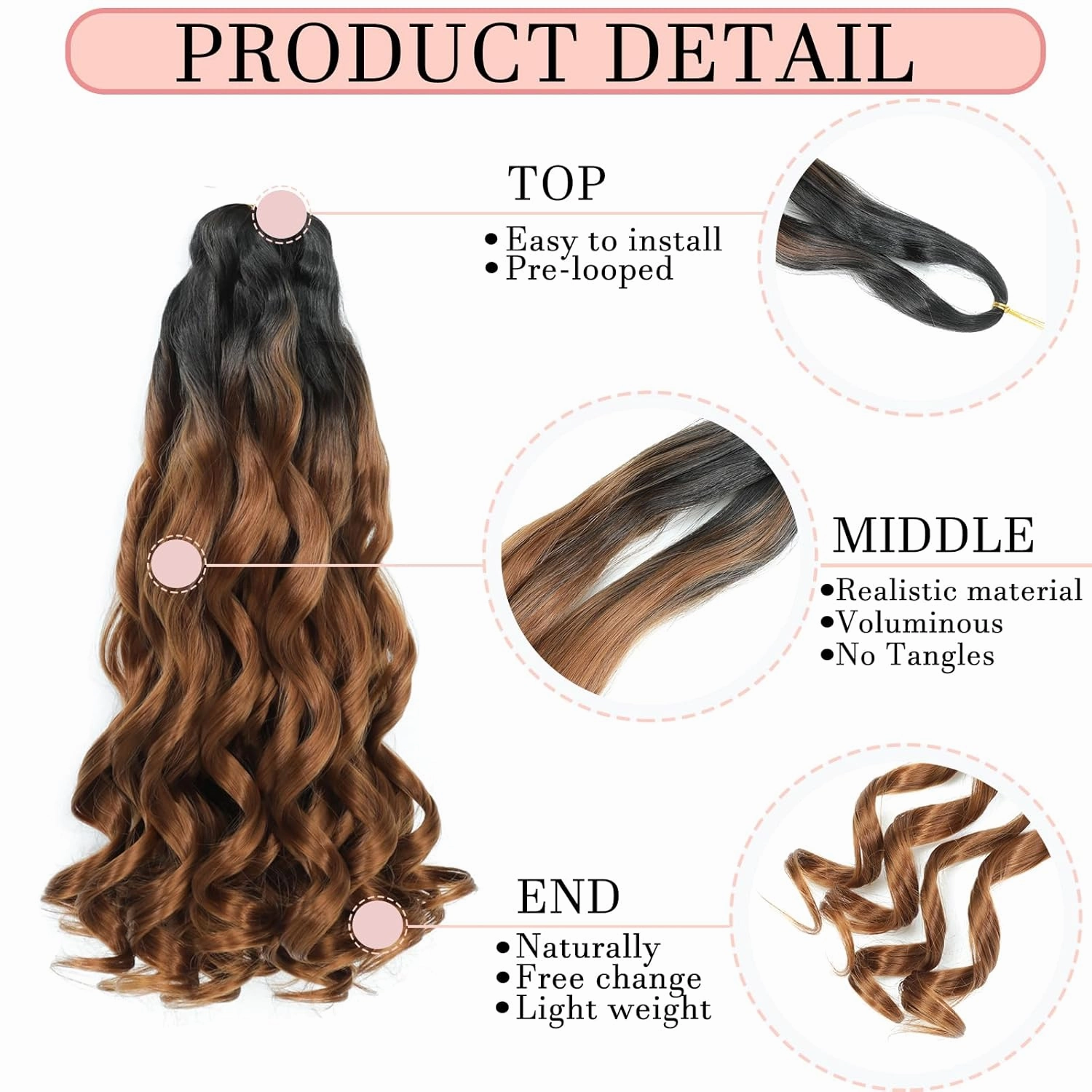 French Curl Braiding Hair 14 Inch Curly Braiding Hair 8 Packs Pre Stretched Bouncy Loose Wave French Curls Crochet Braids for Black Women (1B/30, 14 inch)
