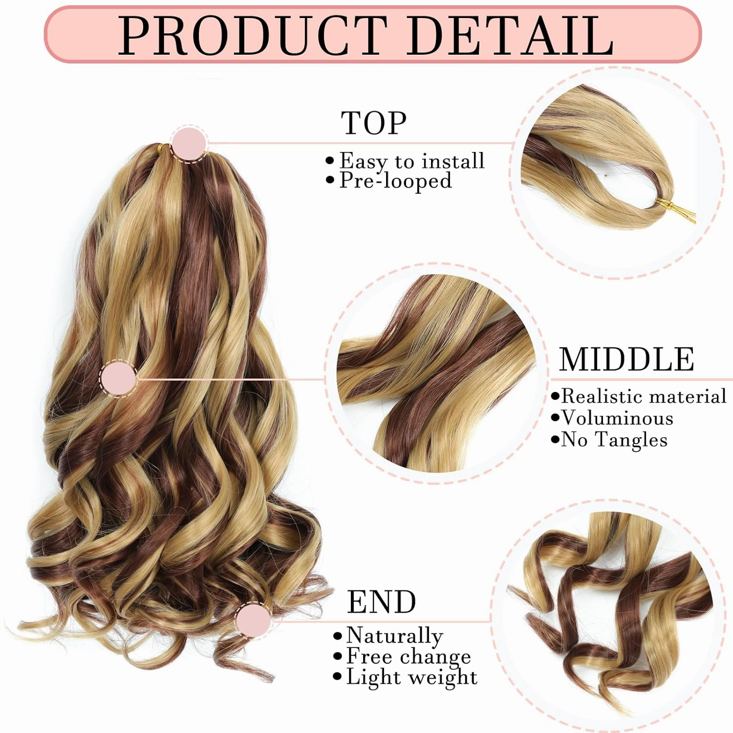 French Curl Braiding Hair 14 Inch Curly Braiding Hair 8 Packs Pre Stretched Bouncy Loose Wave French Curls Crochet Braids for Black Women (27#/33#, 14 inch)