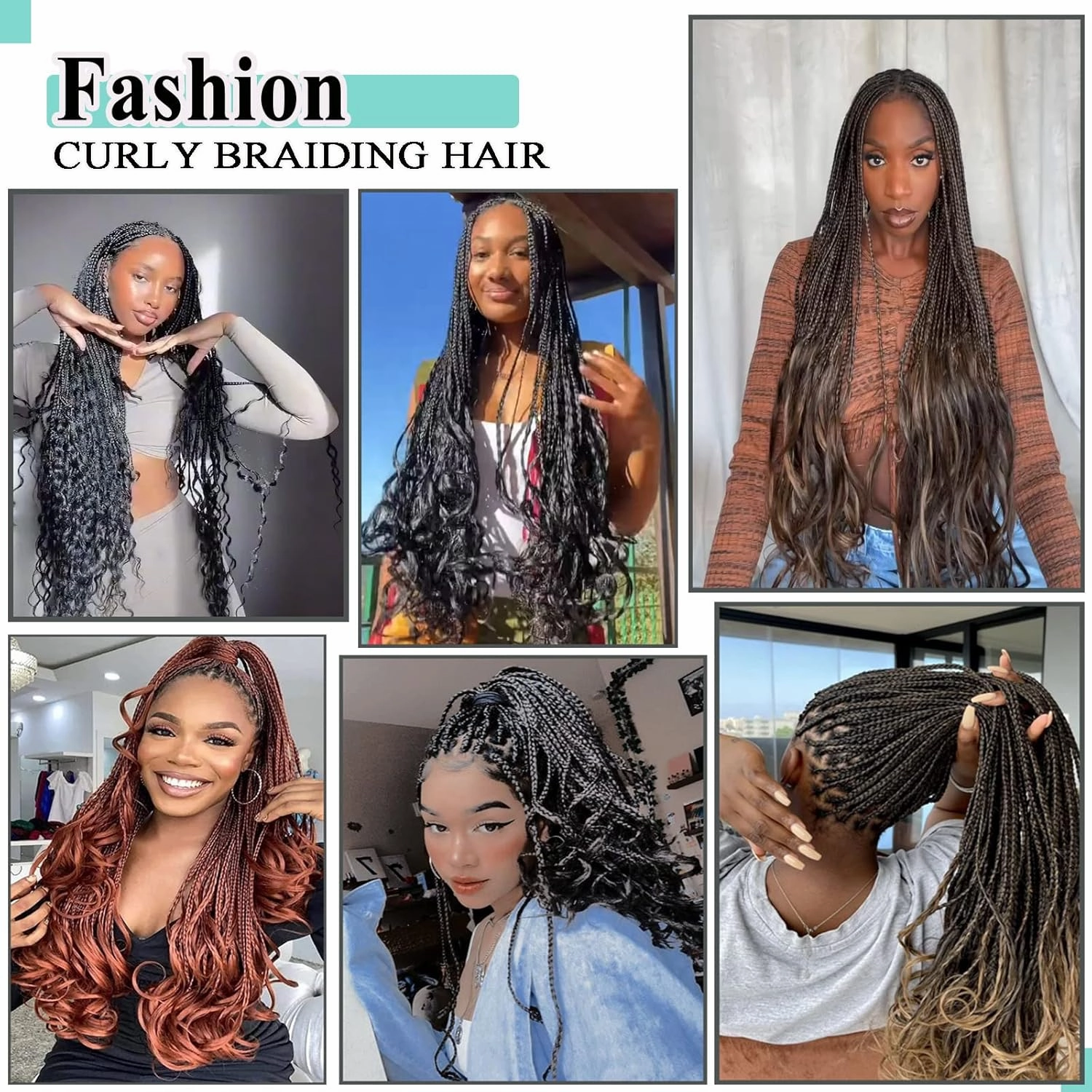 French Curl Braiding Hair 8packs, 26inch 1B Curly Braiding Hair Pre Stretched for Goddess Box Braids Crochet Hair, Bounce Curl Loose Wave Braids Curly End Crochet Hair for Black Women