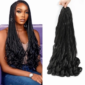 French Curl Braiding Hair 8packs, 26inch 1B Curly Braiding Hair Pre Stretched for Goddess Box Braids Crochet Hair, Bounce Curl Loose Wave Braids Curly End Crochet Hair for Black Women