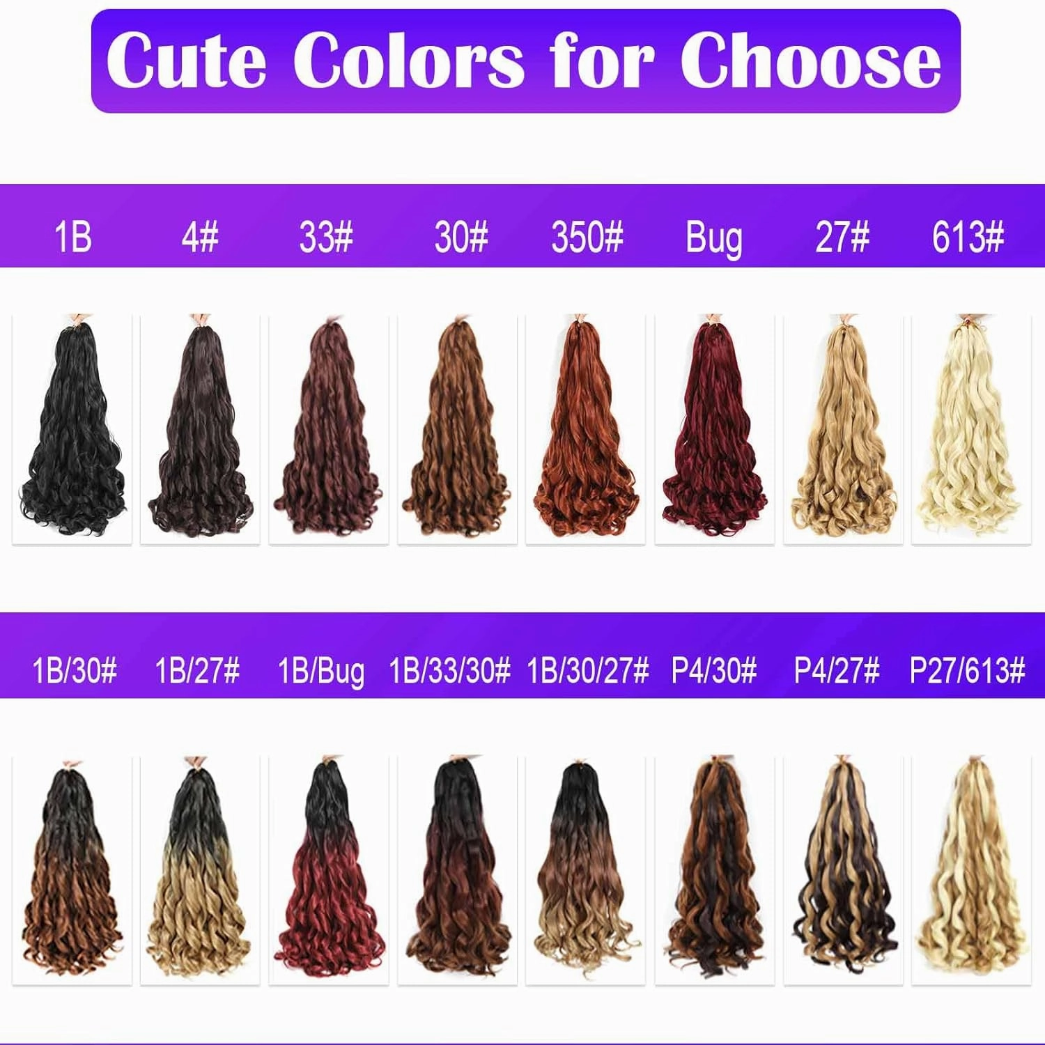 French Curly Braiding Hair 8 Packs Loose Wavy Braiding Hair Pre Stretched Bouncy Synthetic French Curl Braiding Hair Extensions for Women (1B/30/27#, 18 Inch)