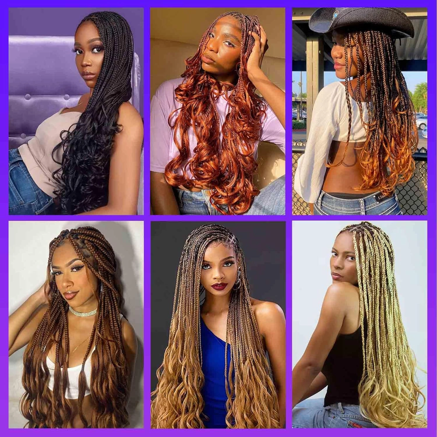 French Curly Braiding Hair 8 Packs Loose Wavy Braiding Hair Pre Stretched Bouncy Synthetic French Curl Braiding Hair Extensions for Women (1B/33/30#, 24 Inch)
