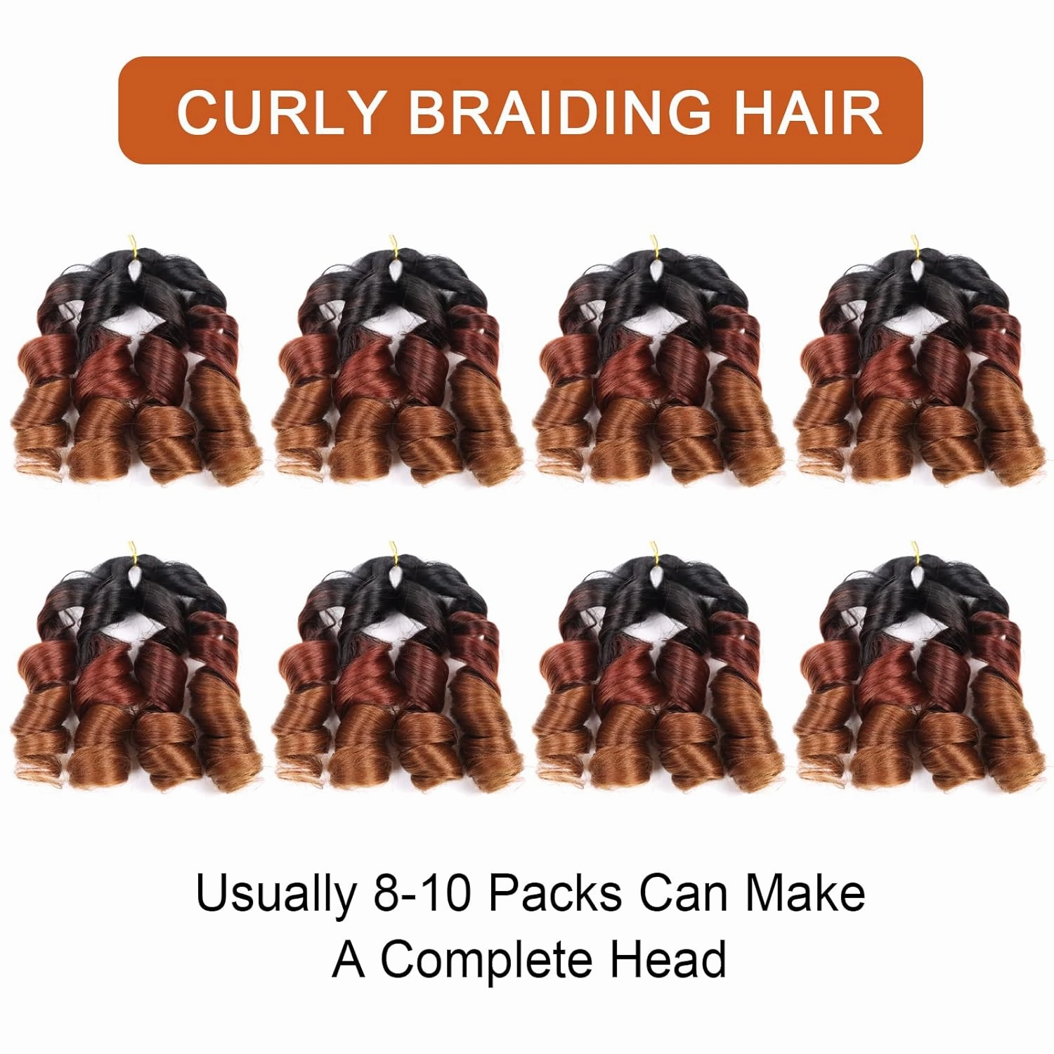 French Curly Braiding Hair Curly Braiding Hair 14 Inch 8 Packs Spanish Braiding Hair for Box Braids Pre Stretched French Curl Crochet Braids Braiding Hair Extensions(14 Inch/Pack of 8, 1B/33/30)