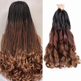 French Curly Braiding Hair Curly Braiding Hair 14 Inch 8 Packs Spanish Braiding Hair for Box Braids Pre Stretched French Curl Crochet Braids Braiding Hair Extensions(14 Inch/Pack of 8, 1B/33/30)