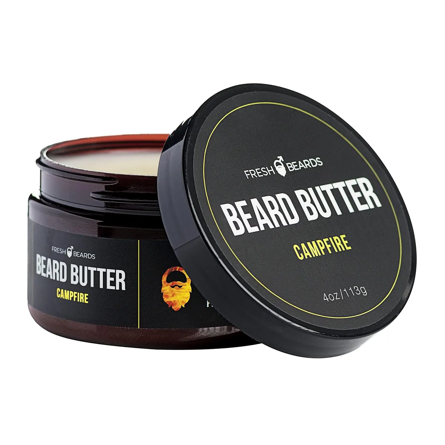 Fresh Beards Campfire Beard Butter - Wood, Sweet Smoke, and Fire Fragrance - Scented Mens Beard and Mustache Conditioner - Soothing Anti-Itch Moisturizer and Softener for Healthy Beard Growth