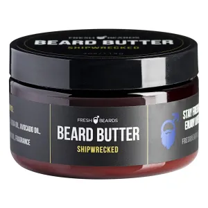 Fresh Beards Shipwrecked Beard Butter - Bay Rum, Clove, and Caribbean Spice Fragrance - Scented Mens Beard and Mustache Conditioner - Soothing Anti-Itch Moisturizer and Softener for Healthy Beard Growth