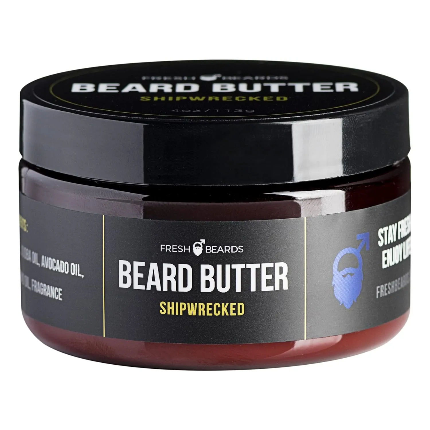 Fresh Beards Shipwrecked Beard Butter - Bay Rum, Clove, and Caribbean Spice Fragrance - Scented Mens Beard and Mustache Conditioner - Soothing Anti-Itch Moisturizer and Softener for Healthy Beard Growth