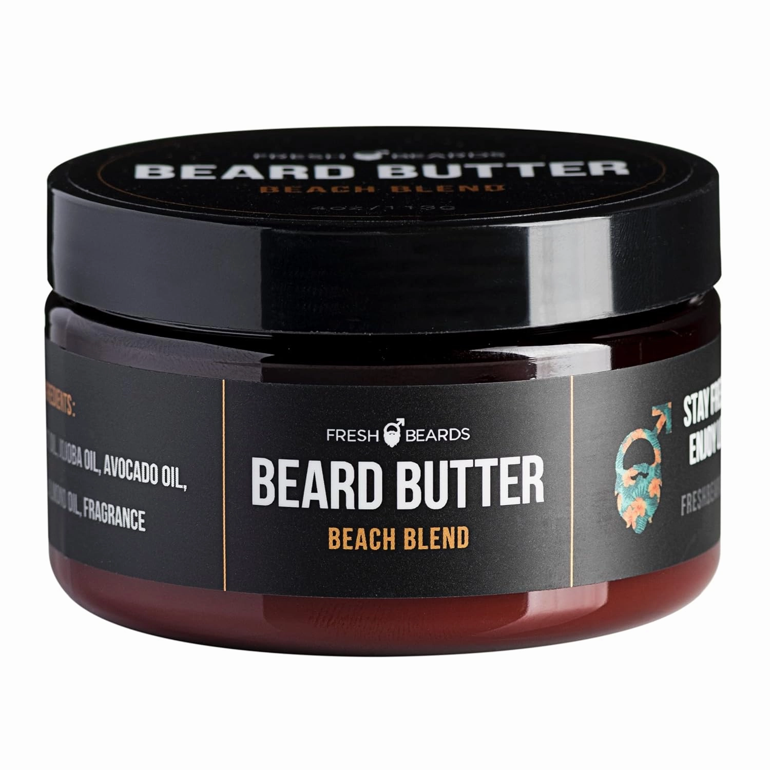 Fresh Beards Beach Blend Beard Butter - Coconut, Sunshine & Lemongrass Fragrance - Scented Mens Beard and Mustache Conditioner - Soothing Anti-Itch Moisturizer and Softener for Healthy Beard Growth