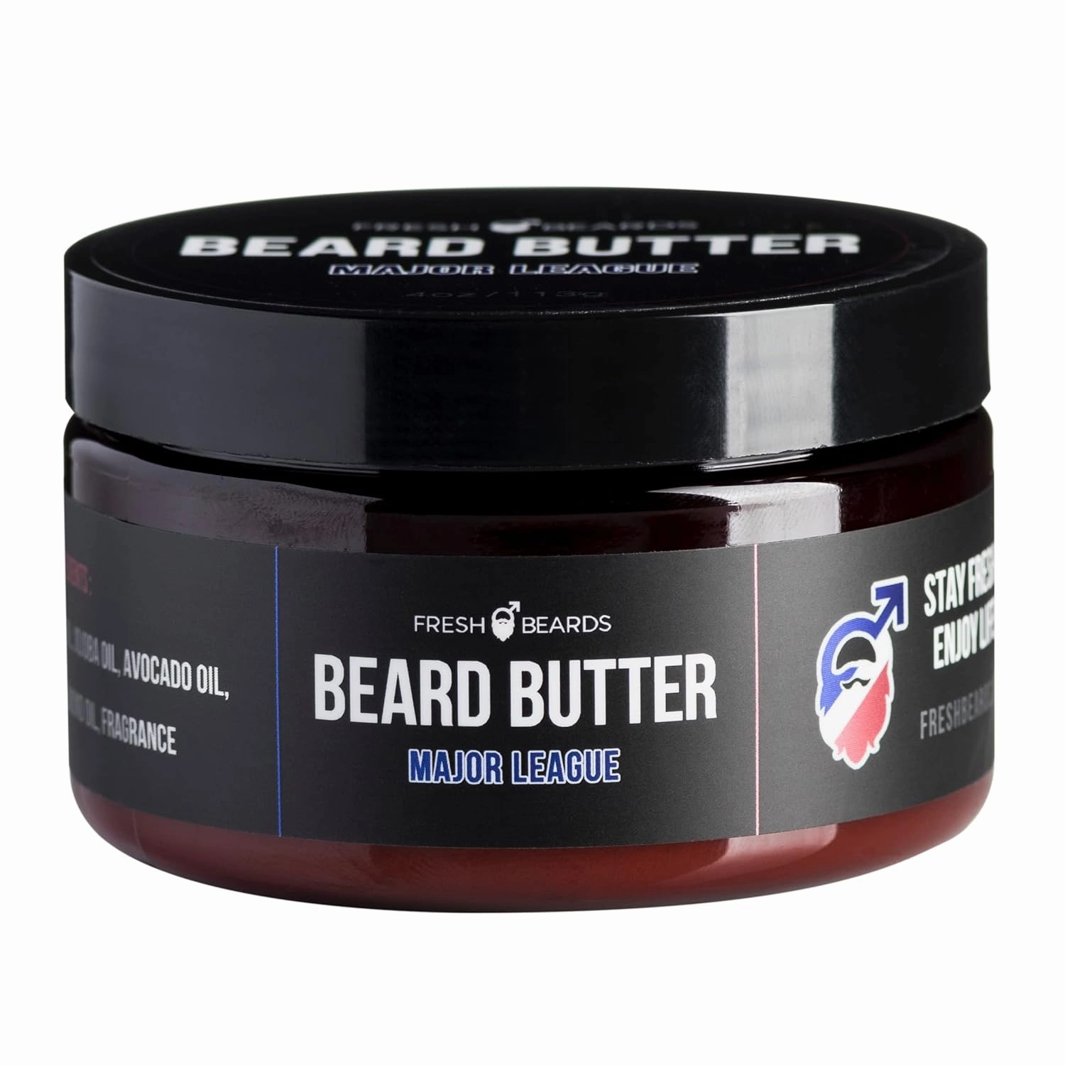 Fresh Beards Major League Beard Butter - Tobacco, Clove, and Sweet Cherry Fragrance - Mens Mustache Conditioner - Soothing Anti-Itch Moisturizer and Softener for Growth