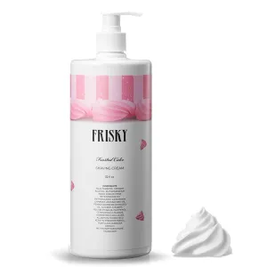 Frisky Frosted Cake Shaving Cream for Women, 32 OZ - Rash-Free, Conditioner & Moisturizing with Shea Butter & Jojoba Seed Oil, Vanilla Scent Shave Cream, Sensitive Skin, Bikini, Armpit Body & Face