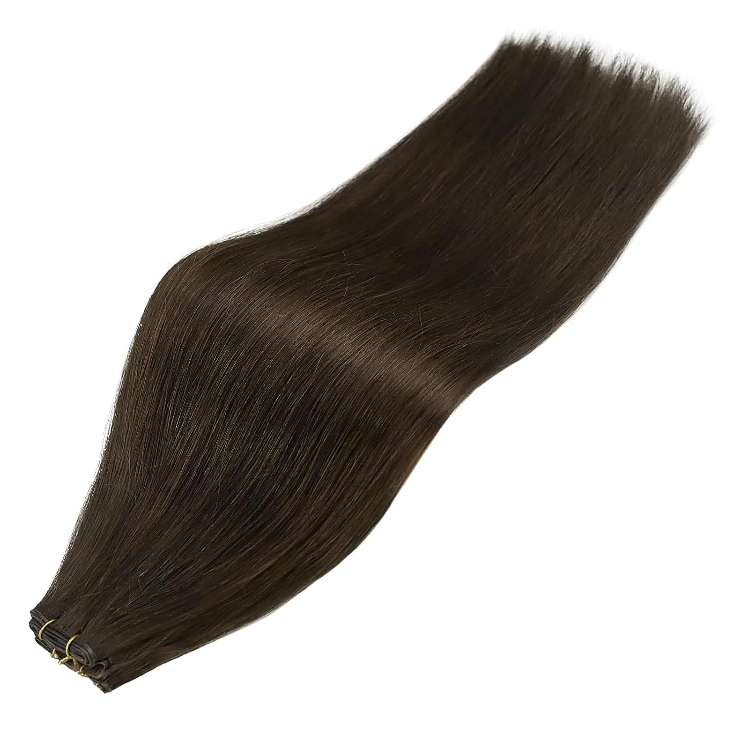 Full Shine Sew in Hand Tied Weft Hair Extensions Weft Extensions Human Hair Remy Human Hair Dark Brown Wefts Brazilian Hair For Women Invisible Weave Color #2 60 Gram 22 Inch