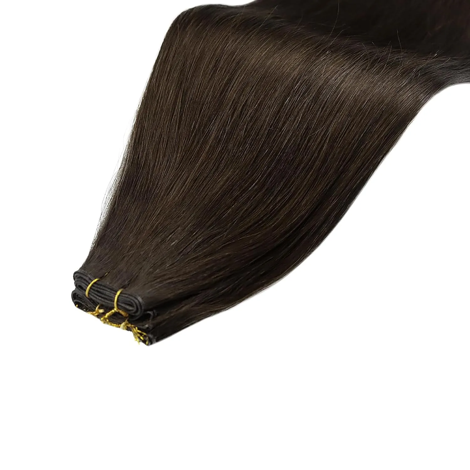 Full Shine Sew in Hand Tied Weft Hair Extensions Weft Extensions Human Hair Remy Human Hair Dark Brown Wefts Brazilian Hair For Women Invisible Weave Color #2 60 Gram 22 Inch
