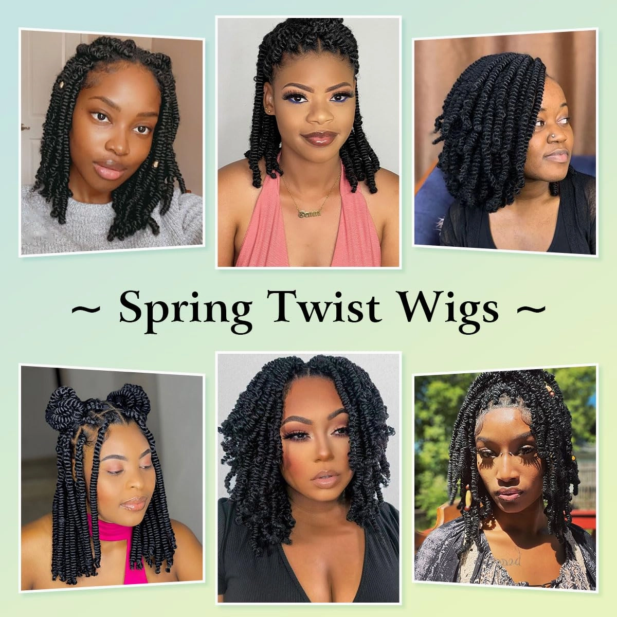 Full Lace Spring twist Wigs for Black Women, 12 inch Double Lace Twist Wigs,1B