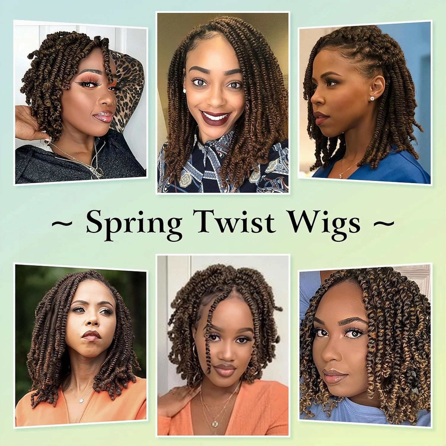 Full Lace Spring twist Wigs for Black Women, 12 inch Double Lace Twist Wigs,Ombre Brown