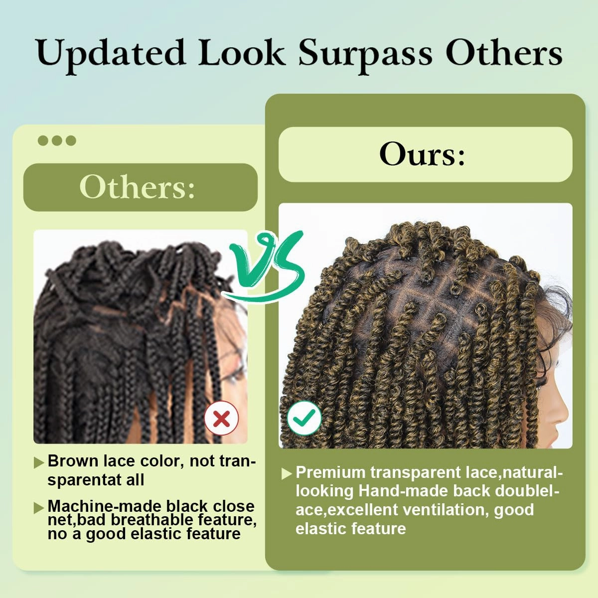 Full Lace Spring twist Wigs for Black Women, 12 inch Double Lace Twist Wigs,Ombre Brown