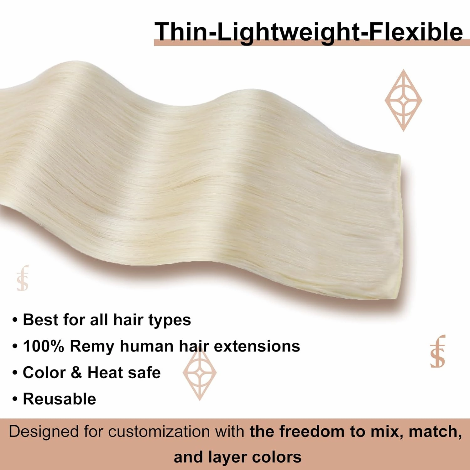 Full Shine Genius Weft Hair Extensions Human Hair Blonde Hair Extensions Sew In Hand Tied Weft Extensions Sew In Extensions Real Human Hair 60G Remy Straight Hair Weft Add Length 24 Inch